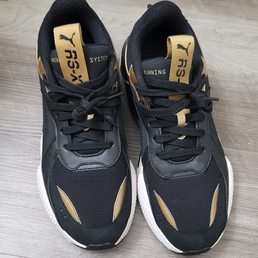 Mens PUMA RS-X Trophy Black Team Gold Sz9.5